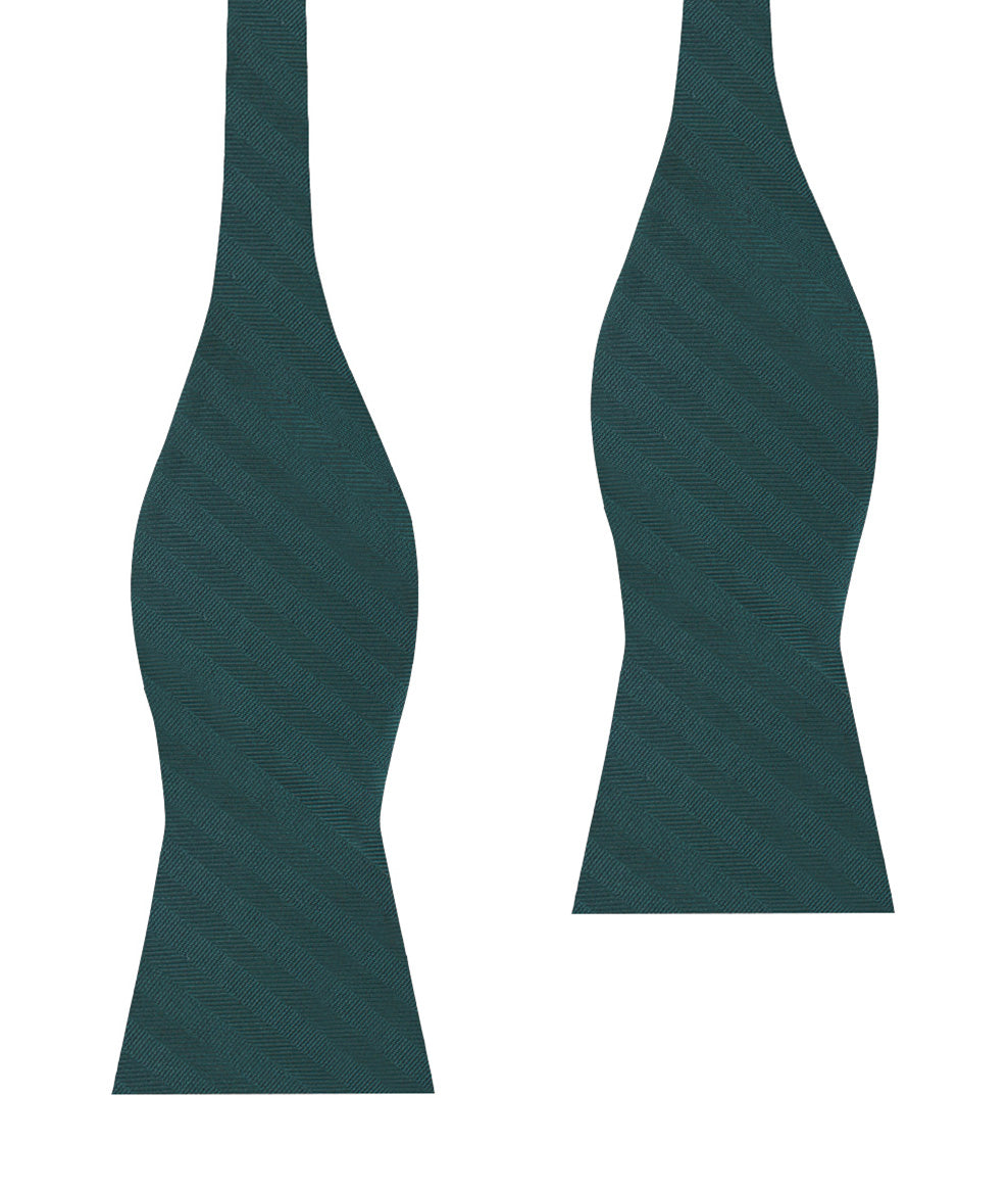 Forest Dark Green Striped Self Bow Tie