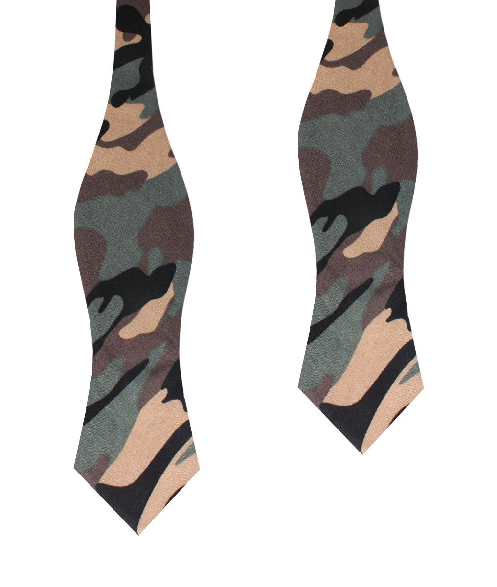 Forest Green Camouflage Diamond Self Bow Tie