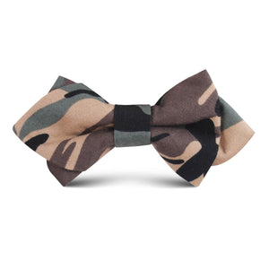 Forest Green Camouflage Kids Diamond Bow Tie