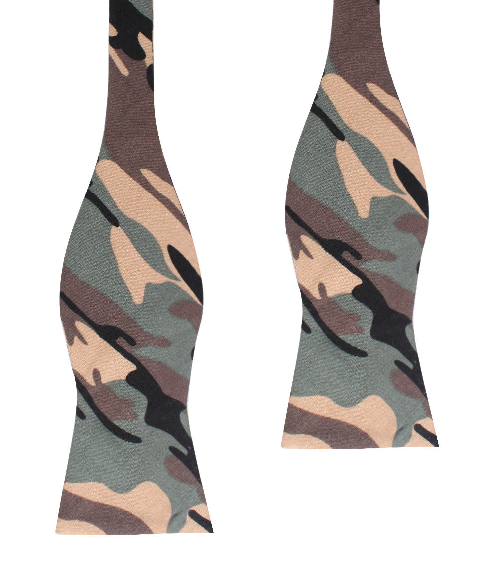Forest Green Camouflage Self Bow Tie