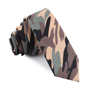 Forest Green Camouflage Skinny Tie