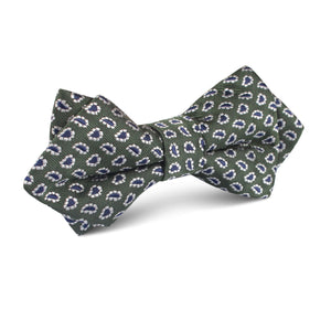 Forest Green Paisley Diamond Bow Tie