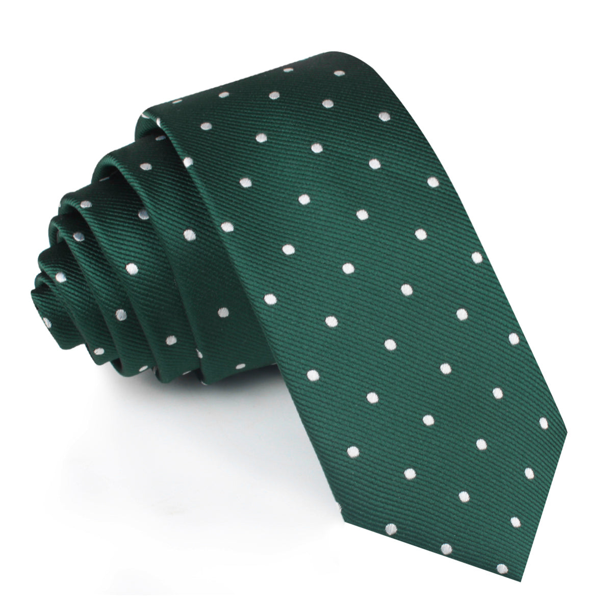 Forest Green Polka Dots Skinny Tie