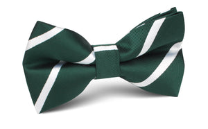 Forest Green Striped Bow Tie