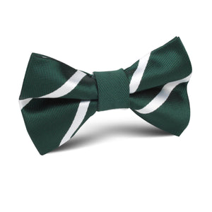 Forest Green Striped Kids Bow Tie