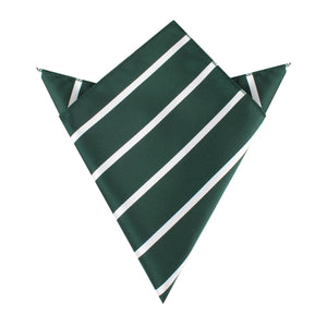 Forest Green Striped Pocket Square