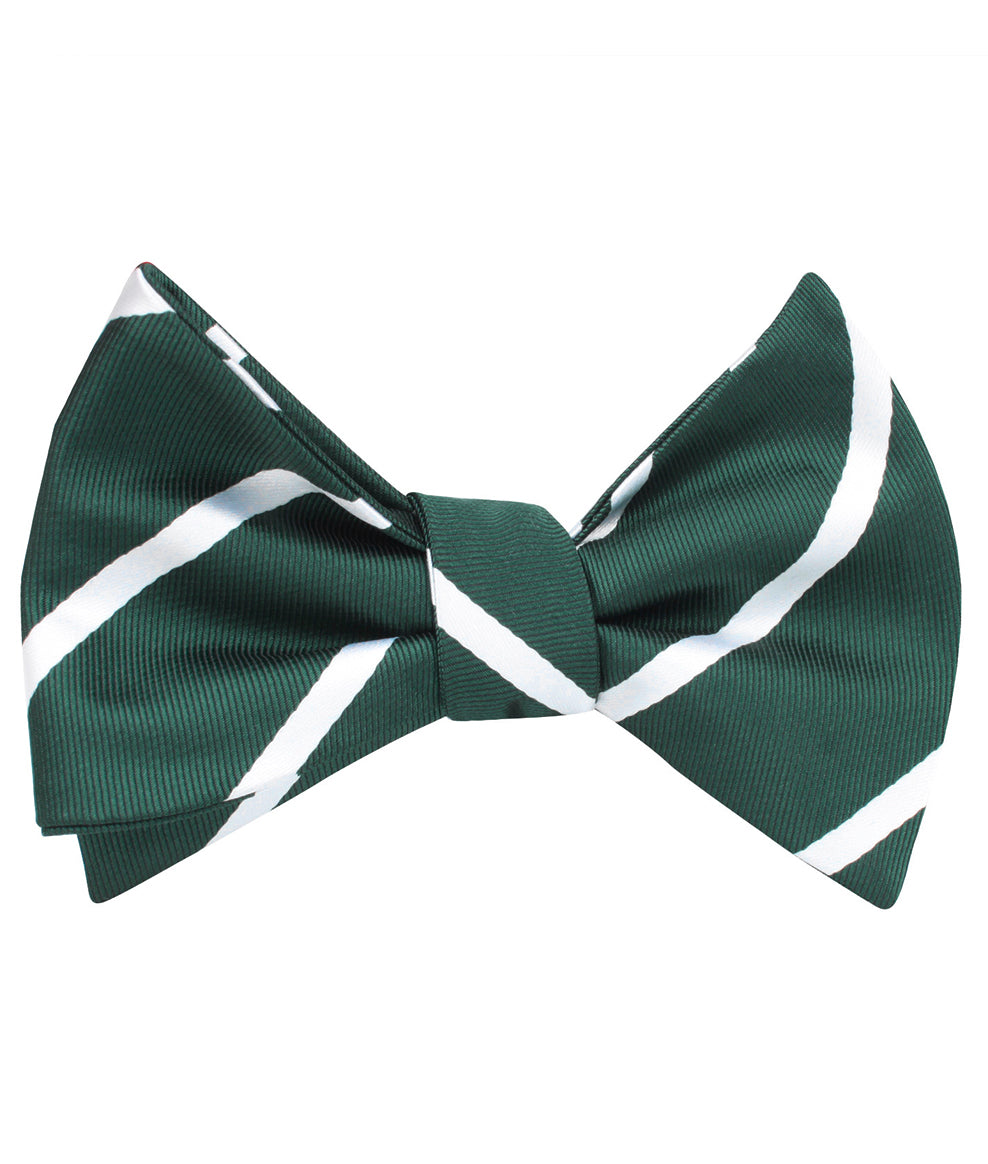 Forest Green Striped Self Tie Bow Tie