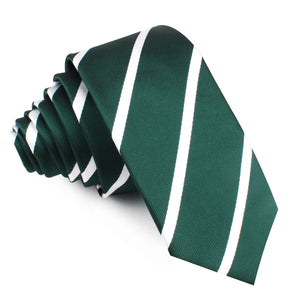 Forest Green Striped Skinny Tie