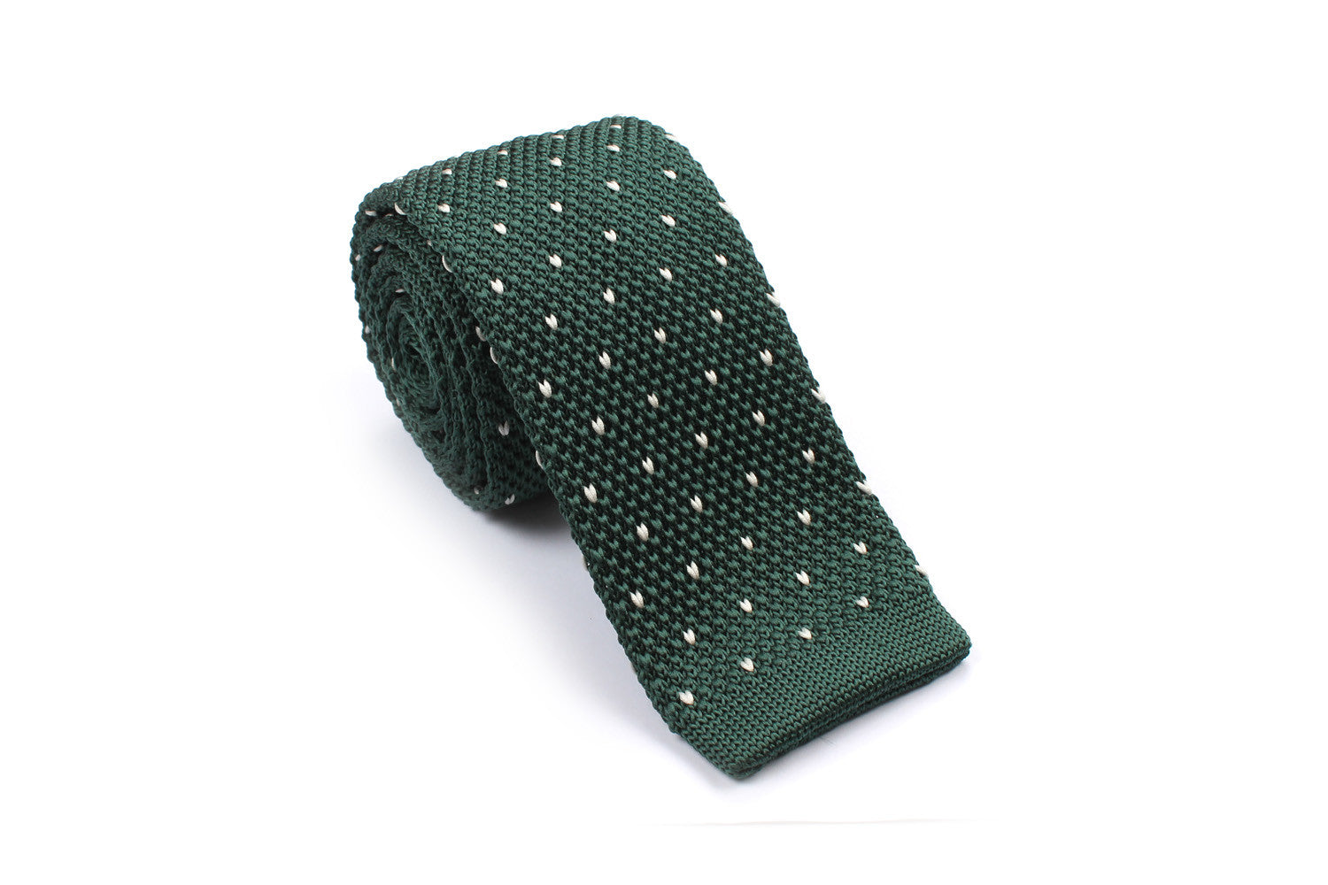 Forest Green & White Pattern Knitted Tie OTAA