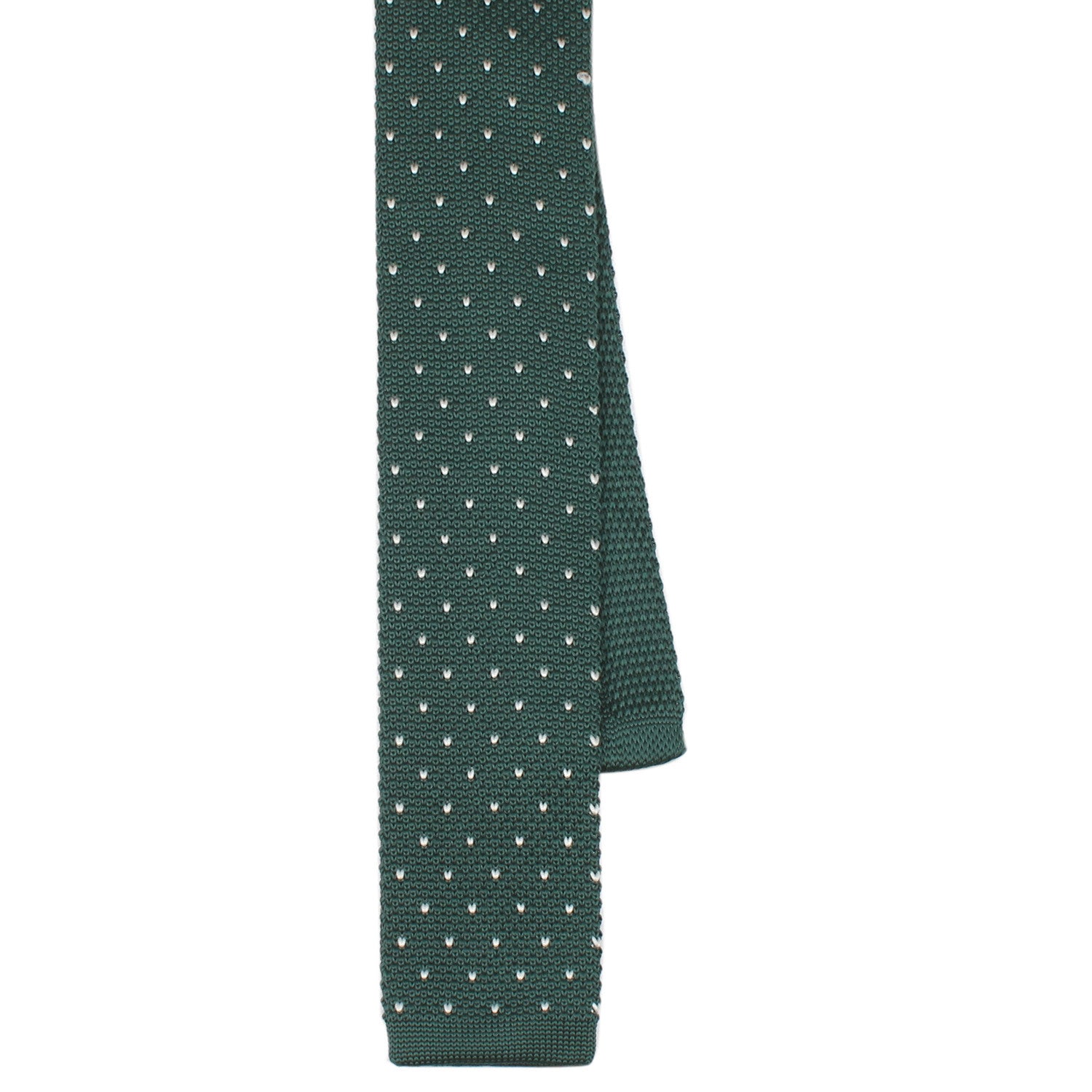 Forest Green & White Pattern Knitted Tie  Shape View