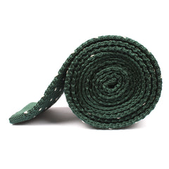 Forest Green & White Pattern Knitted Tie Side Roll
