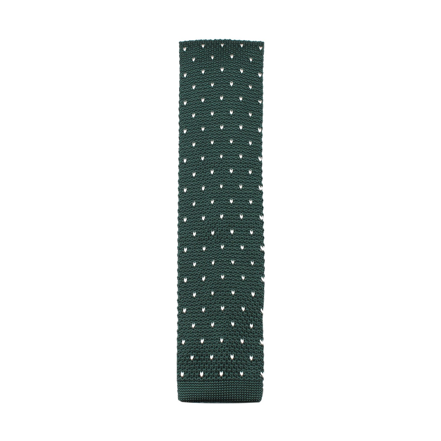 Forest Green & White Pattern Knitted Tie Vertical View