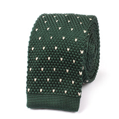 Forest Green & White Pattern Knitted Tie