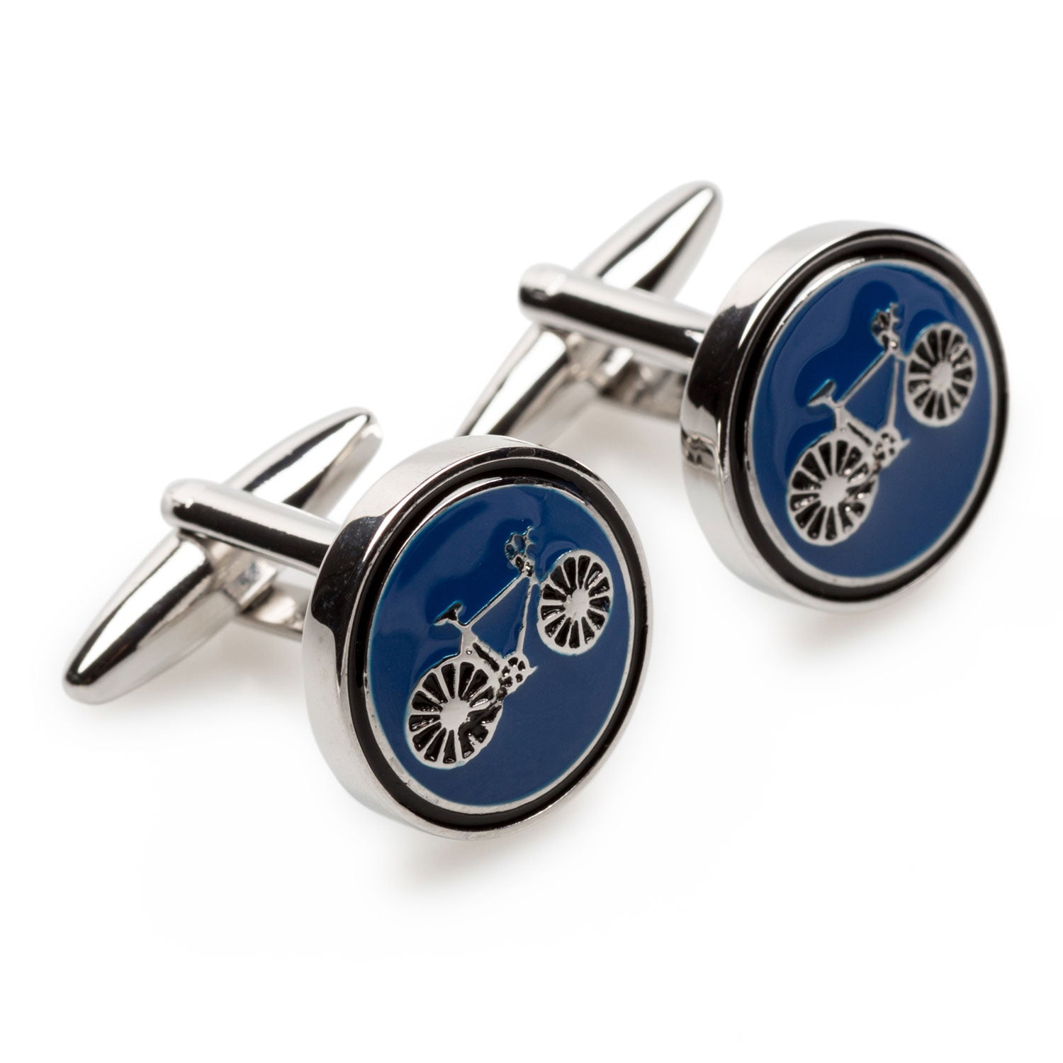 French Blue Bicycle Mens Cufflinks
