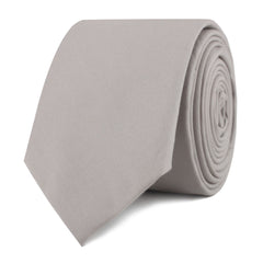 Gainsboro Light Gray Cotton Skinny Tie Front Roll