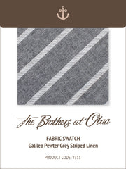 Galileo Pewter Grey Striped Linen Y311 Fabric Swatch