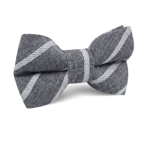 Galileo Pewter Grey Striped Linen Kids Bow Tie