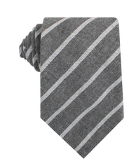 Galileo Pewter Grey Striped Linen Necktie