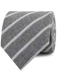 Galileo Pewter Grey Striped Linen Neckties