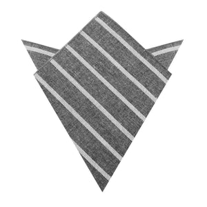Galileo Pewter Grey Striped Linen Pocket Square