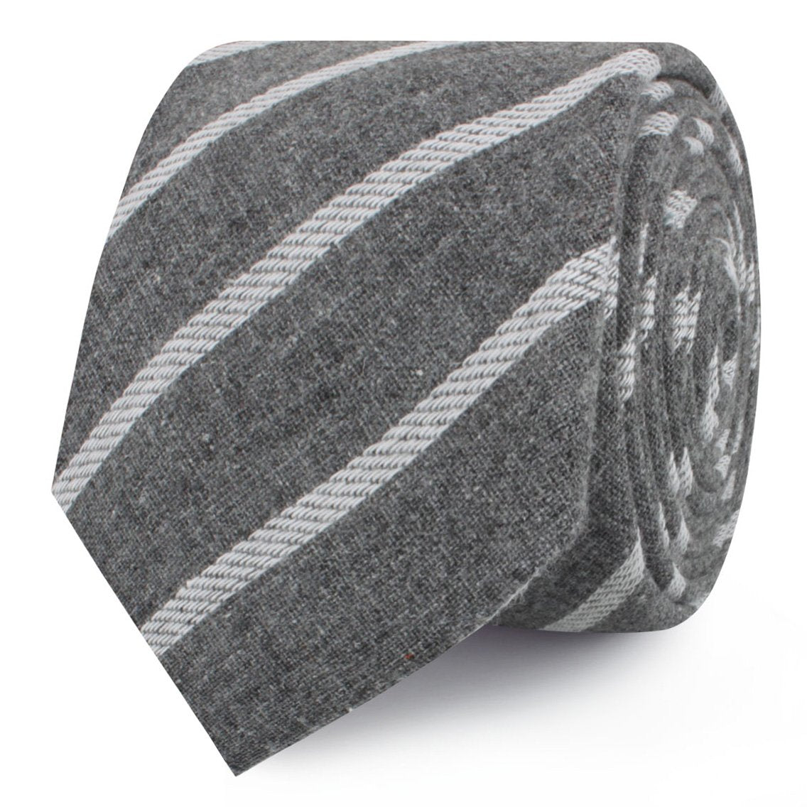 Galileo Pewter Grey Striped Linen Skinny Ties