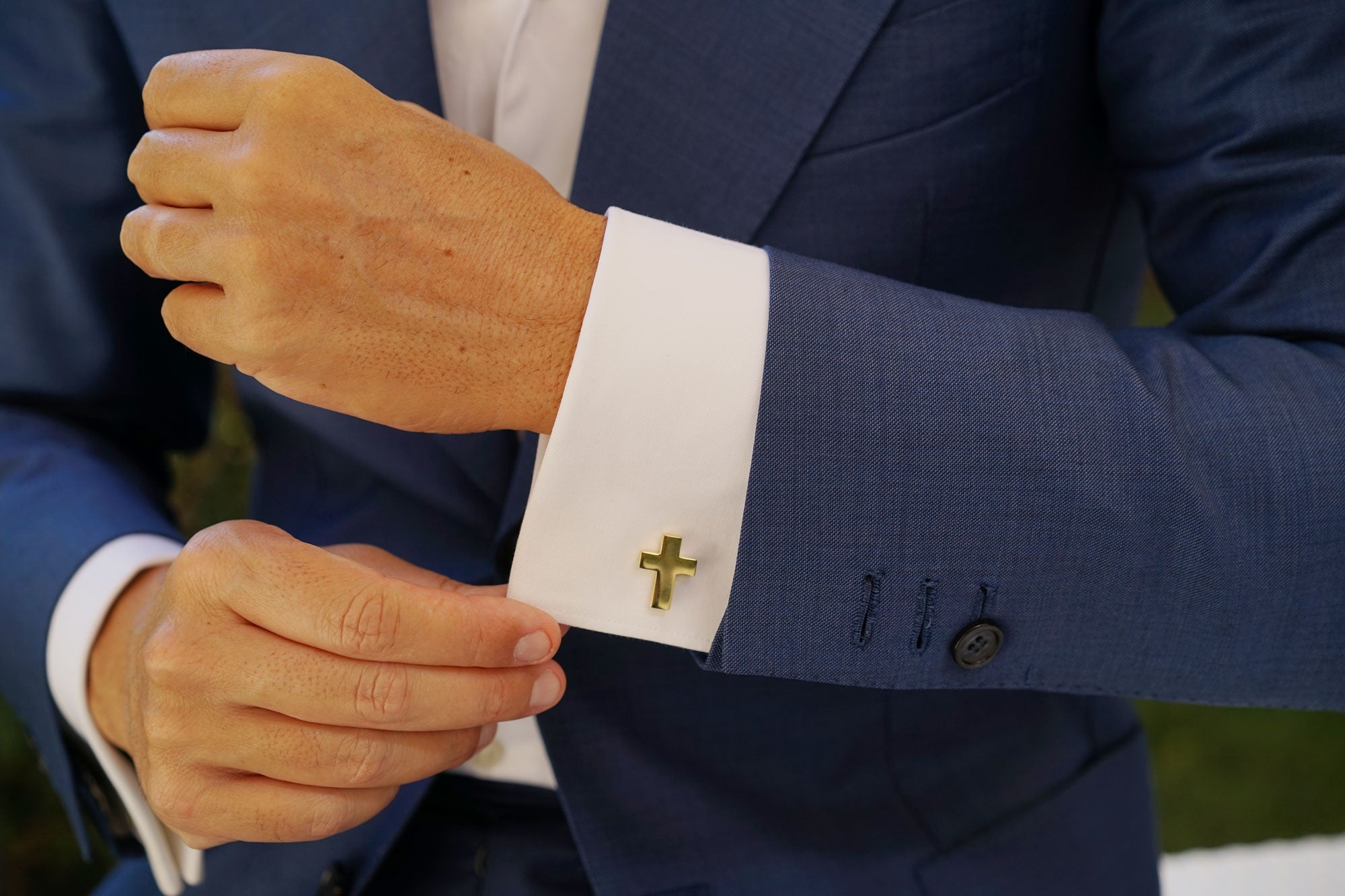 Gold Latin Cross Cufflinks Golden Christian Cross Cufflink Shirt OTAA