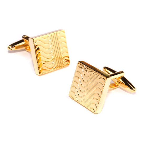 Gold Square Wave Cufflinks