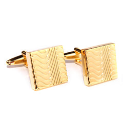 Gold Square Wave Cufflinks Front OTAA