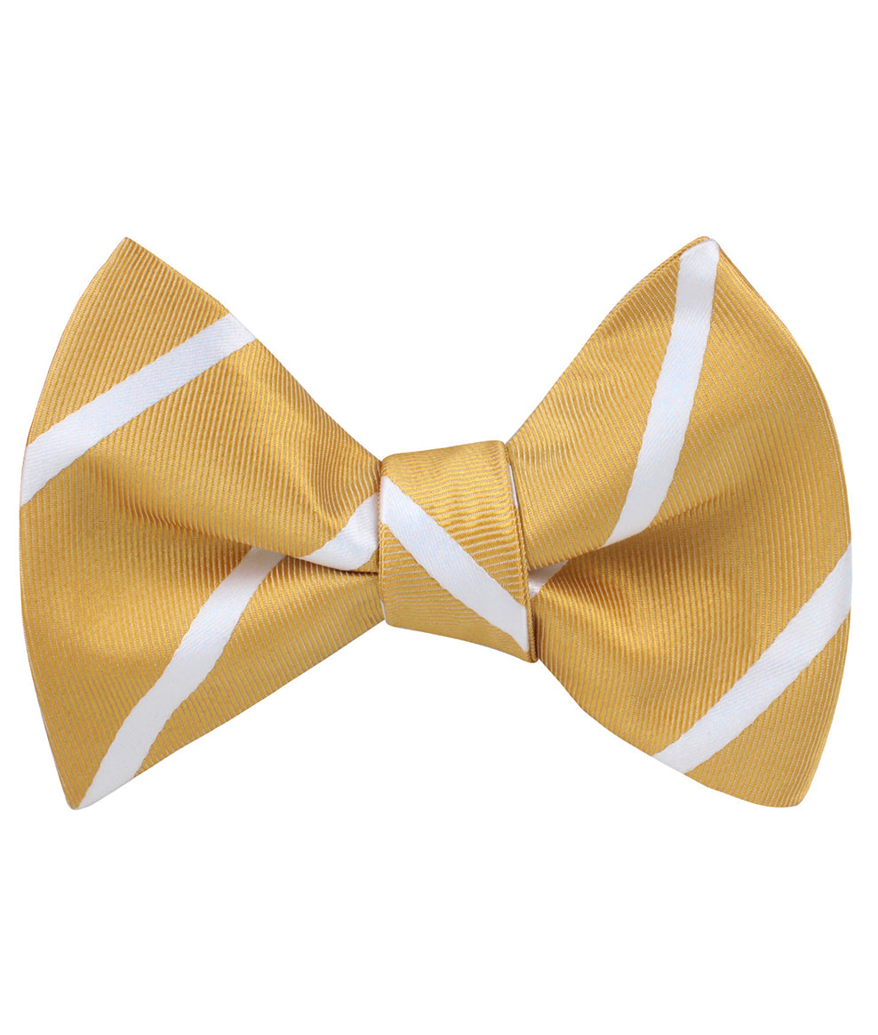 Gold Striped Self Tie Bow Tie