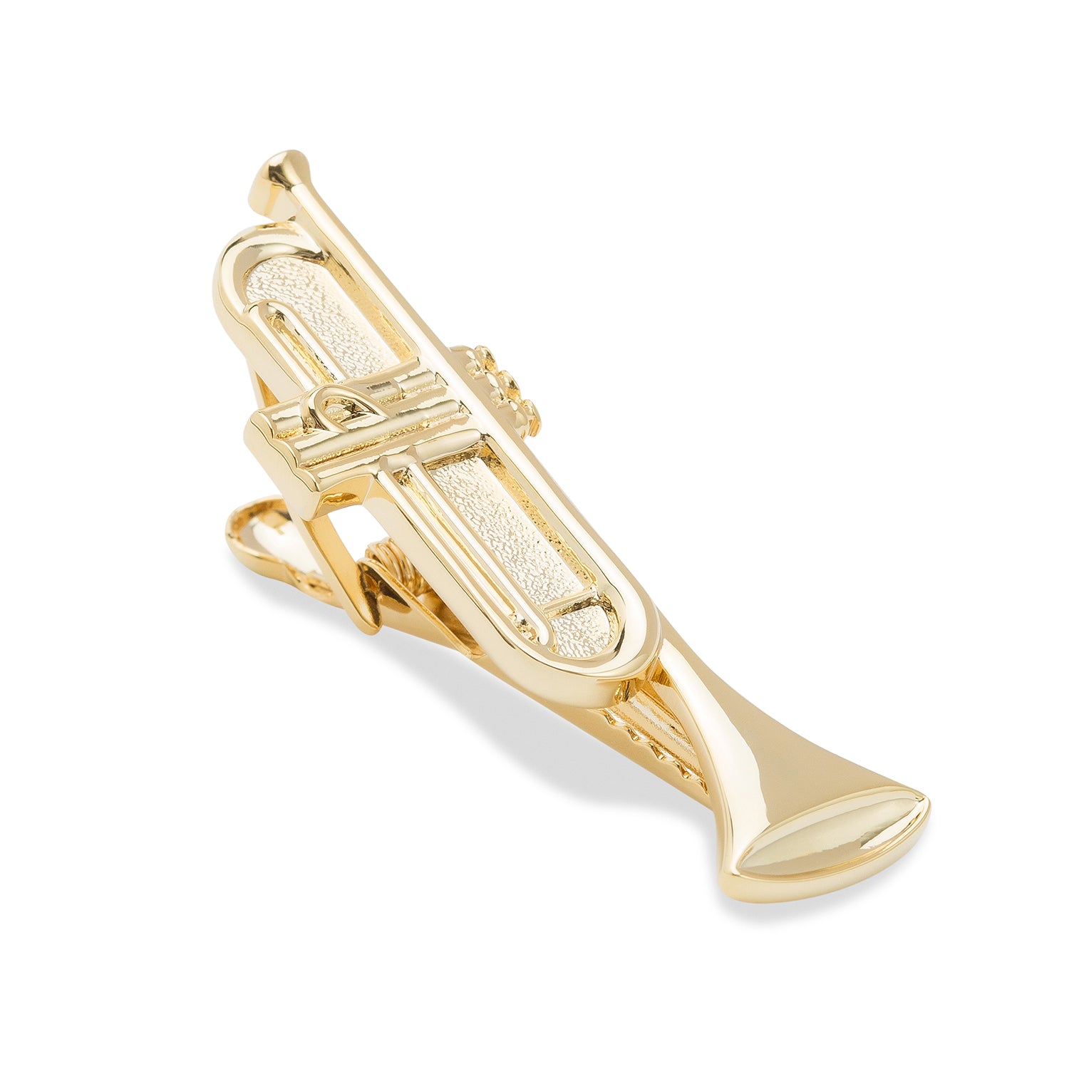 Golden Trumpet Tie Bar Swank Orchestra Musical Instrument Tie Clip OTAA