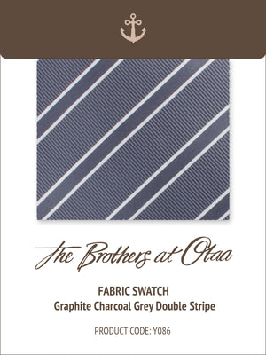 Fabric Swatch (Y086) - Graphite Charcoal Grey Double Stripe