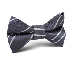 Graphite Charcoal Grey Double Stripe Kids Bow Tie