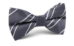 Graphite Charcoal Grey Double Stripe Bow Tie