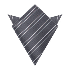 Graphite Charcoal Grey Double Stripe Pocket Square