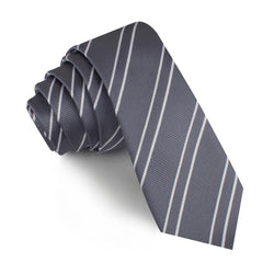 Graphite Charcoal Grey Double Stripe Skinny Tie