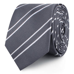 Graphite Charcoal Grey Double Stripe Skinny Ties