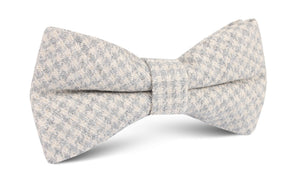 Gray Houndstooth Khaki Linen Bow Tie