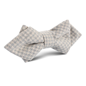 Gray Houndstooth Khaki Linen Diamond Bow Tie