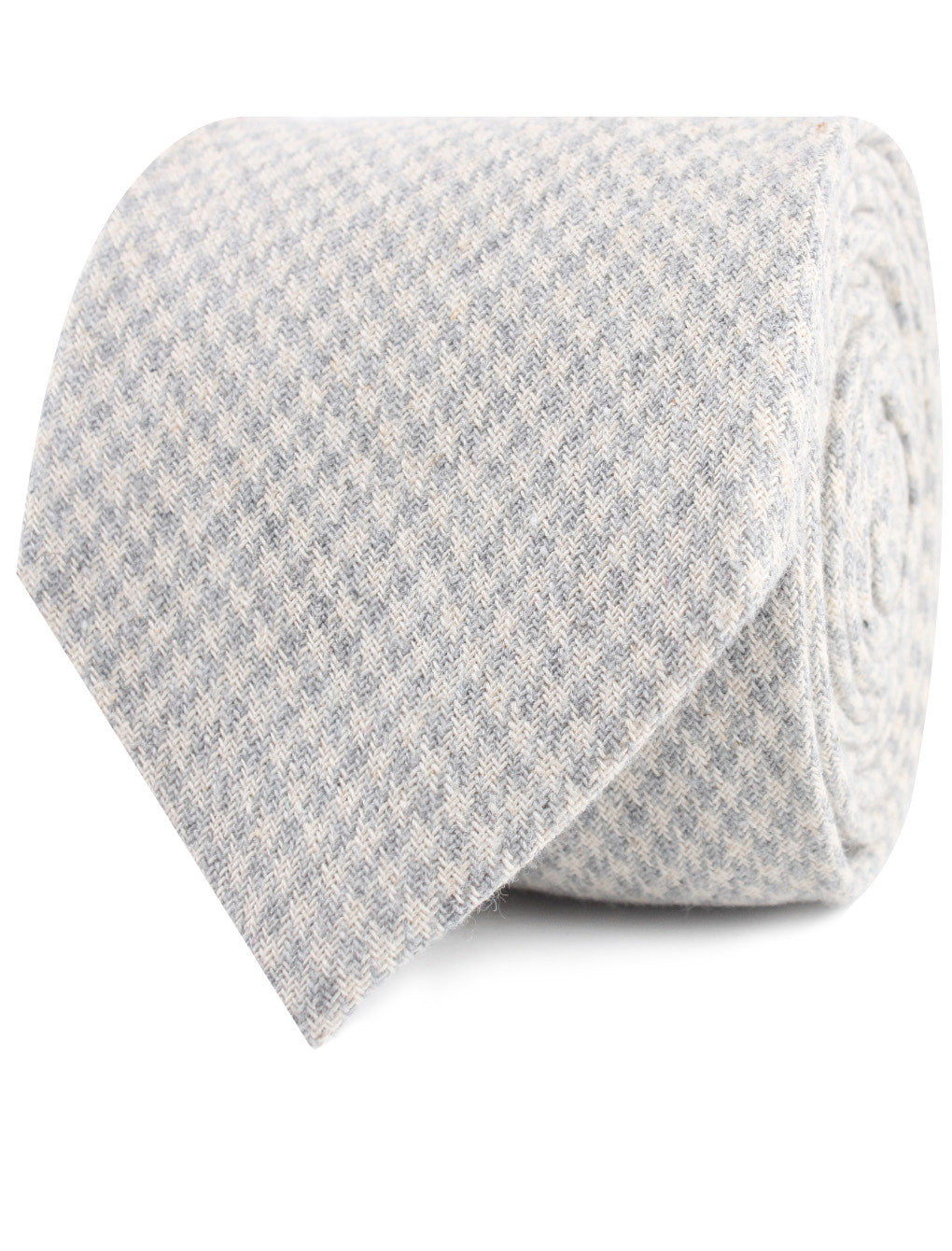 Gray Houndstooth Khaki Linen Necktie