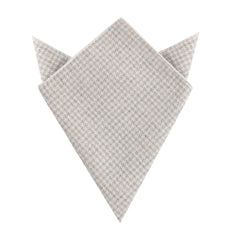 Gray Houndstooth Khaki Linen Pocket Square