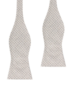 Gray Houndstooth Khaki Linen Self Bow Tie