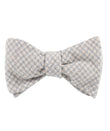 Gray Houndstooth Khaki Linen  Self Tied Bowtie