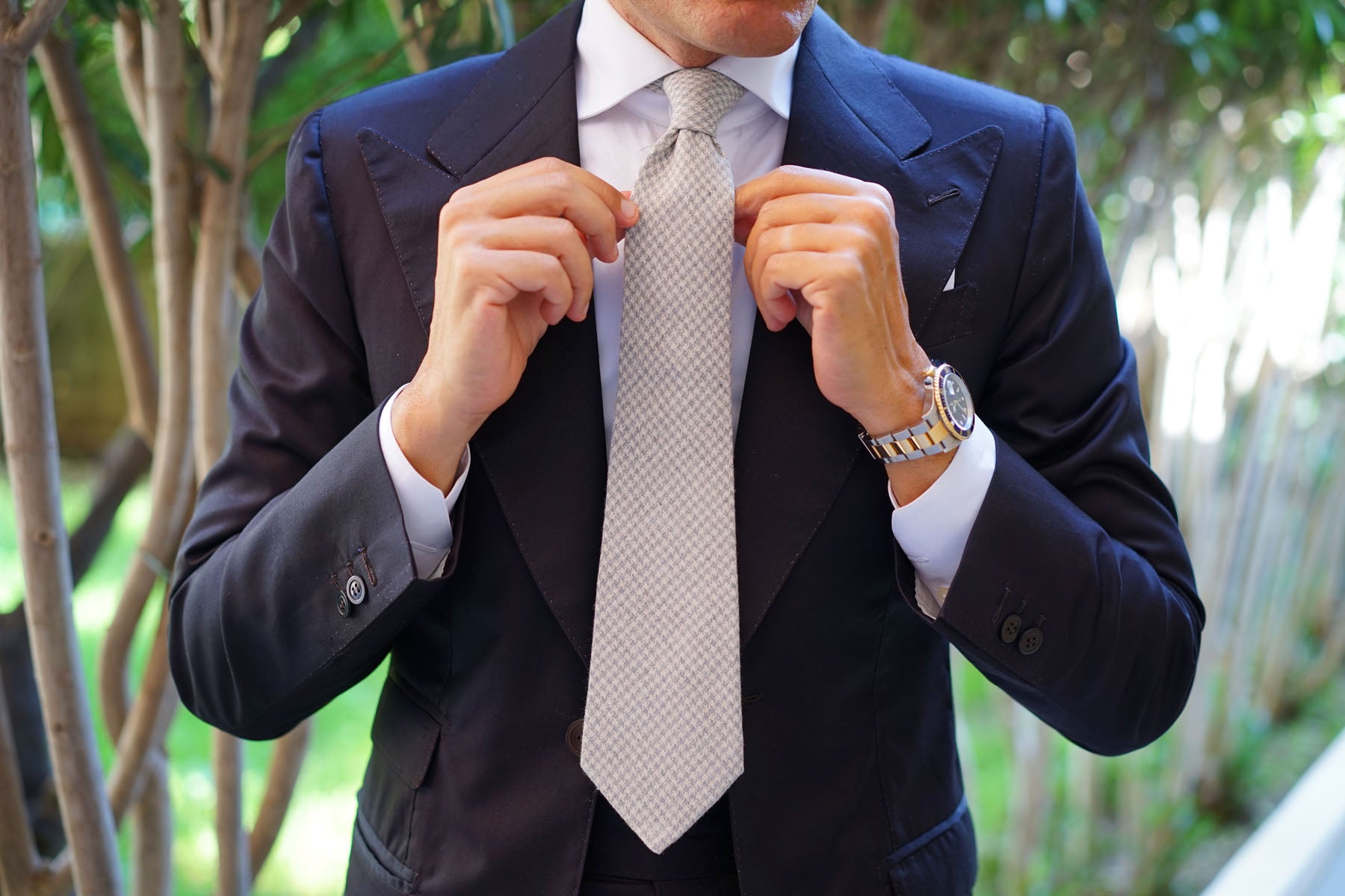 Gray Houndstooth Khaki Linen Tie | Shop Grey Tie | Men's Dress Ties AU ...