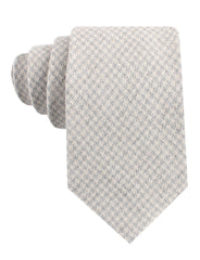 Gray Houndstooth Khaki Linen Tie