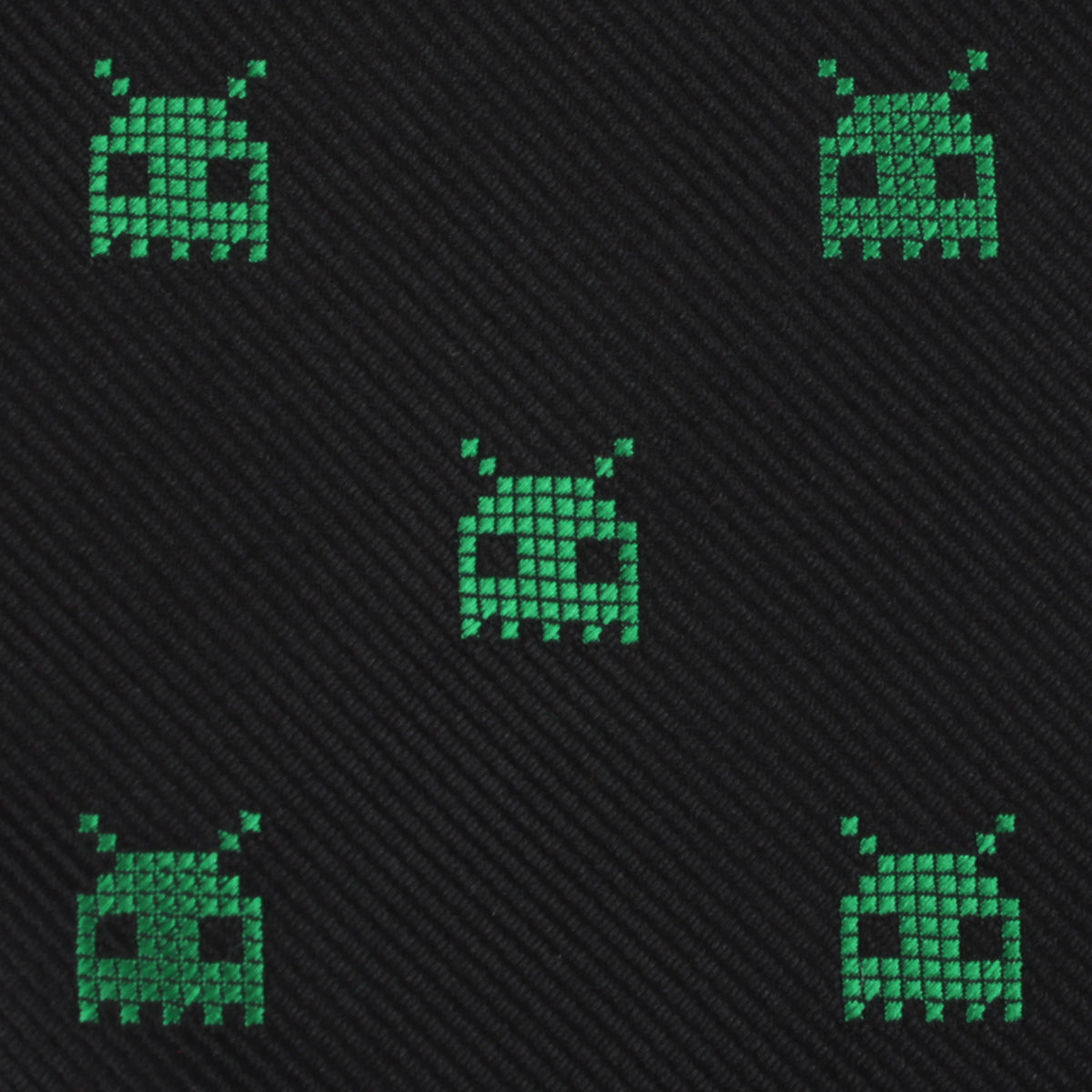 Green Pixel Creature Self Bow Tie Fabric
