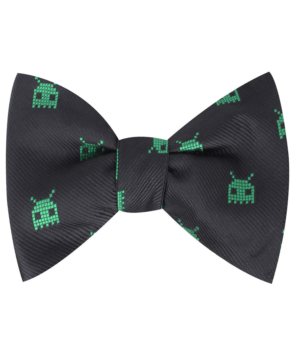 Green Pixel Creature Self Tie Bow Tie
