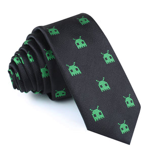 Green Pixel Creature Skinny Tie
