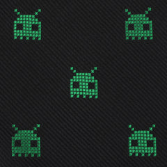 Green Pixel Creature Skinny Tie Fabric