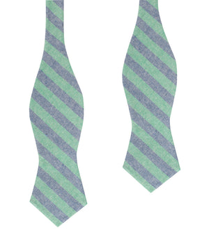 Green & Blue Bengal Linen Diamond Self Bow Tie