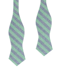 Green & Blue Bengal Linen Diamond Self Bow Tie